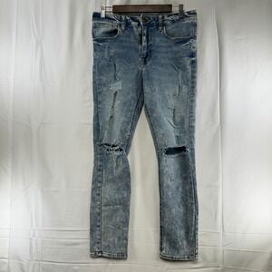 No Boundaries Jeans Mens 32x32 (30x29) Light‎ Blue Acid Wash Distressed Slim Fit